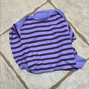 Patagonia Kids Purple and Plum Striped Long sleeves onesie